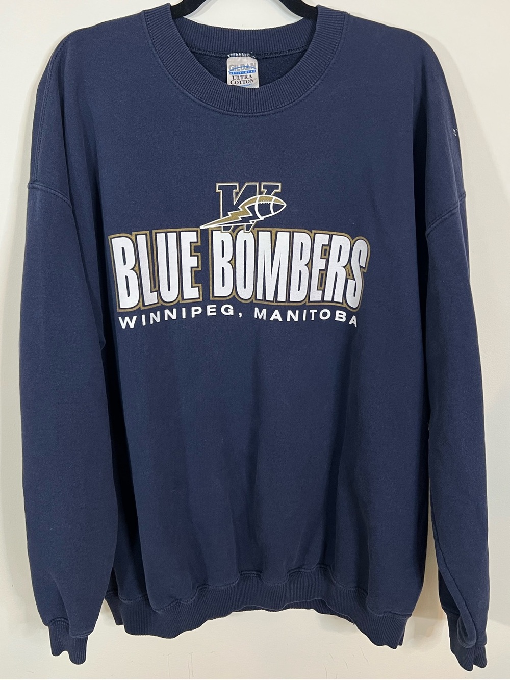 Vintage Gildan Winnipeg Blue Bombers Crewneck Sweatshirt | XL